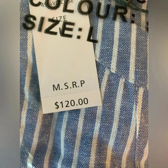 FORCYNTHIA Linen Blend Flutter Sleeve Button Down Striped Dress Color Mu… - Picture 3 of 3